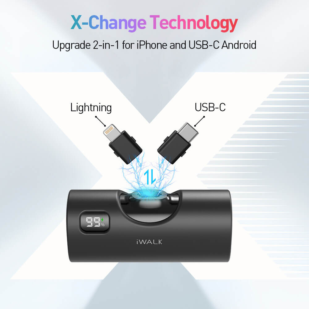 แบตเตอร์รี่สำรอง IWALK LINKPODX 5000 MAH สี BLACK เปลี่ยนหัวชาร์จได้ทั้ง LIGHTNING และ TYPEC_2